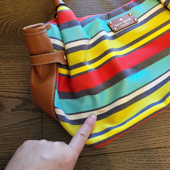 Kate spade ♠️ bag hand shoulder summer stripes rainbow - Picture 8 of 8